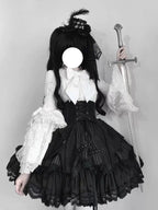 Trace Bone Black Gothic Lolita Skirt and Waist Cincher Set - image 7