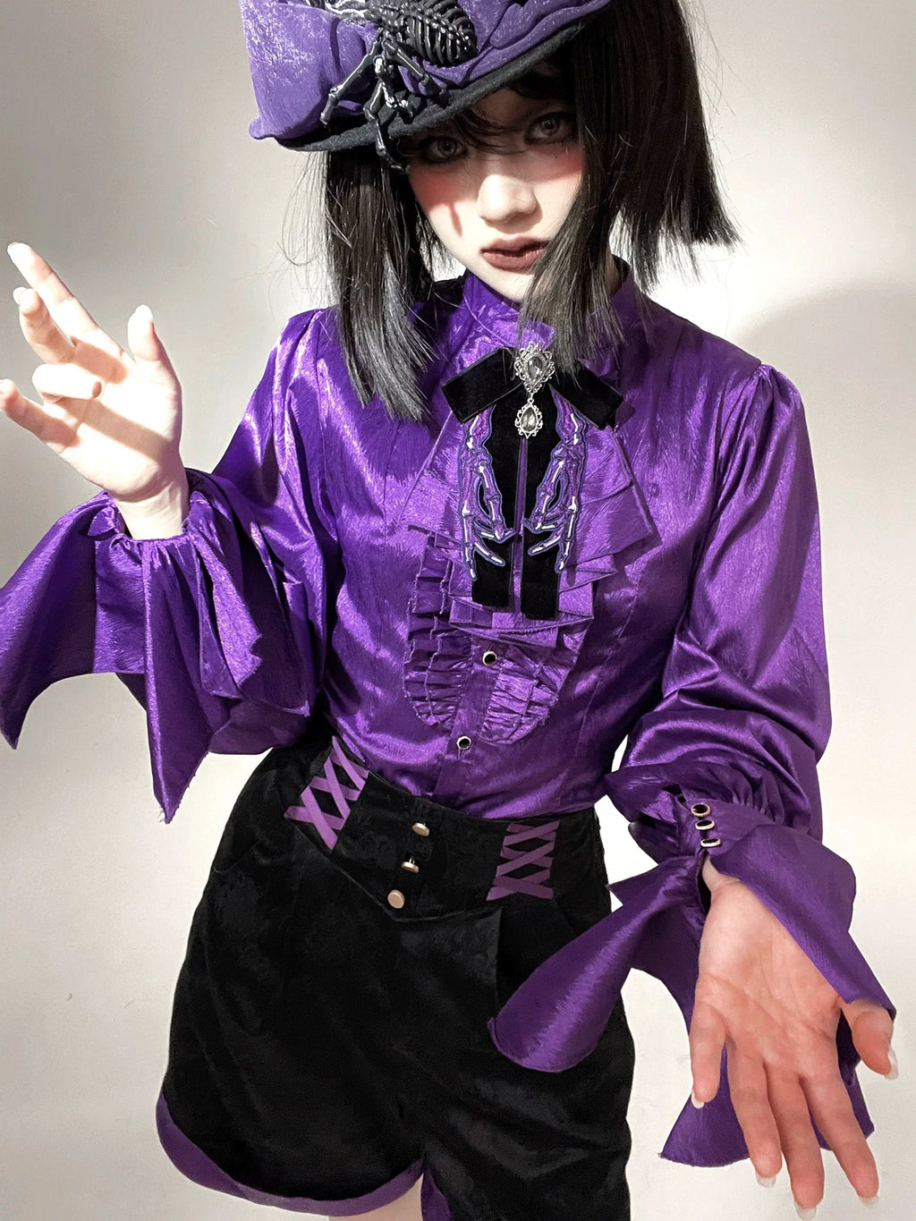 Moonnight Return - Ouji Lolita Stand Collar Shirt with Irregular Cuffs - image 1