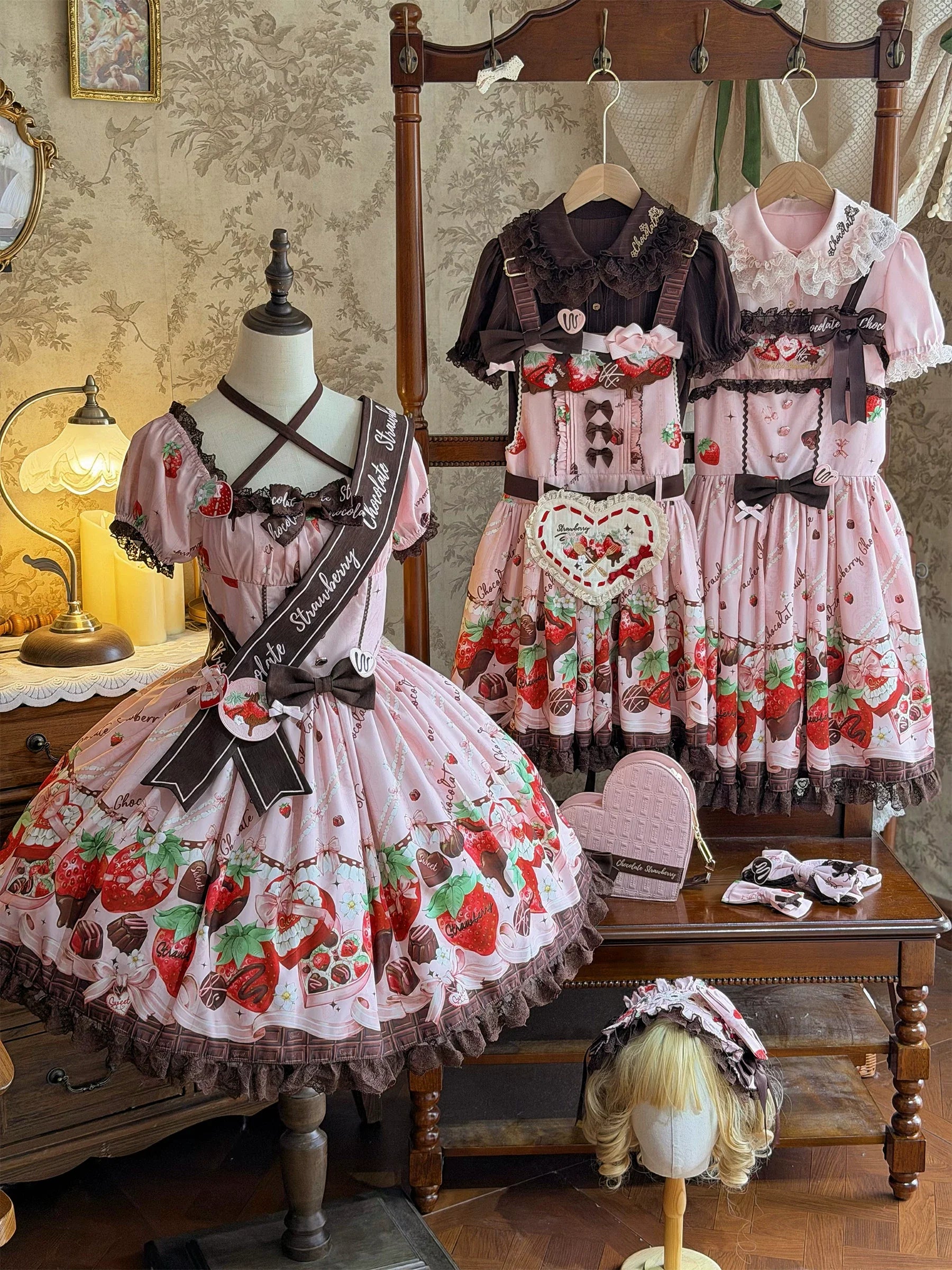 Strawberry Chocolate Lovers Sweet Lolita Embroidered Dress - image 28