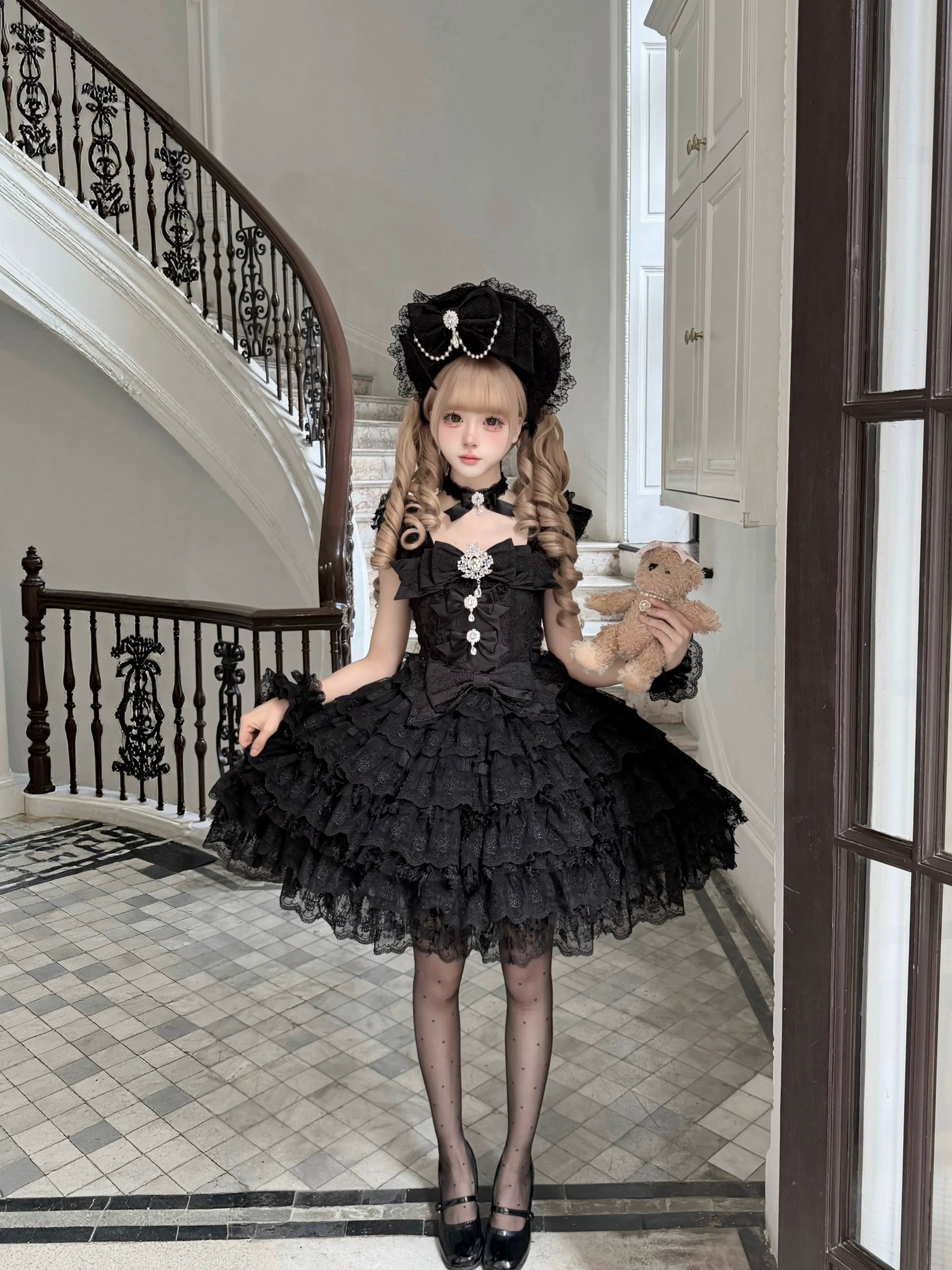 Snow Feather - Wedding Sweet Lolita JSK Dress, Multi-layered Lace Skirt - image 15