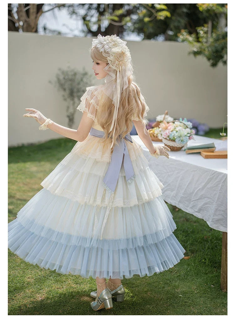 True Vow Embroidered Classic Lolita Dress with Layered Gradient Hem and Accessories - image 13
