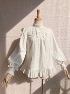 Japanese Fashion Cotton Lolita Long Sleeve Blouse - image 1