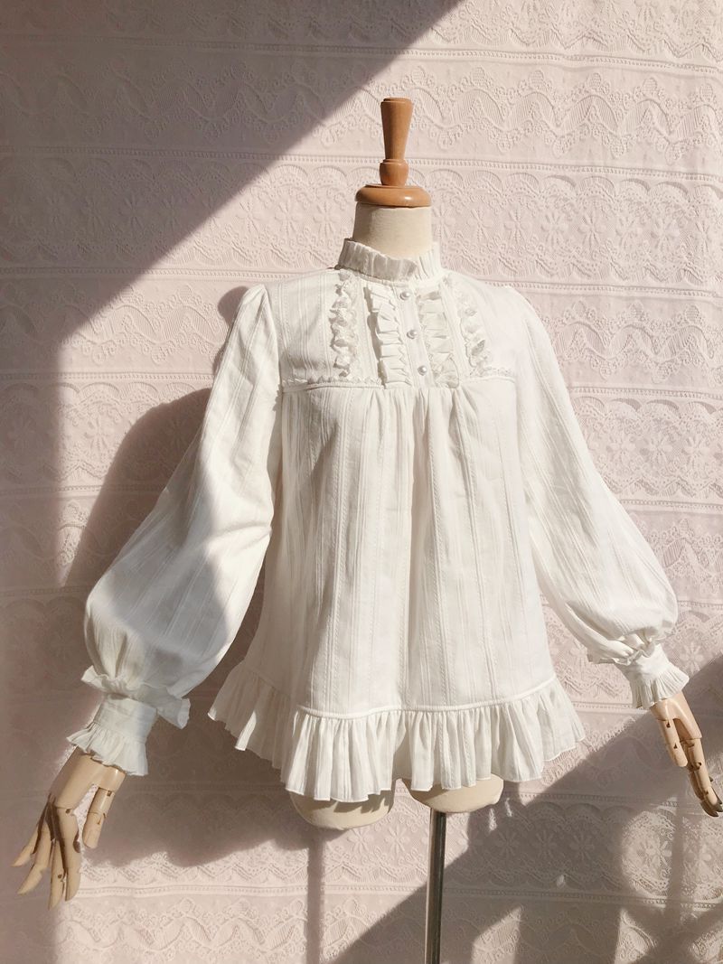 Japanese Fashion Cotton Lolita Long Sleeve Blouse - image 1