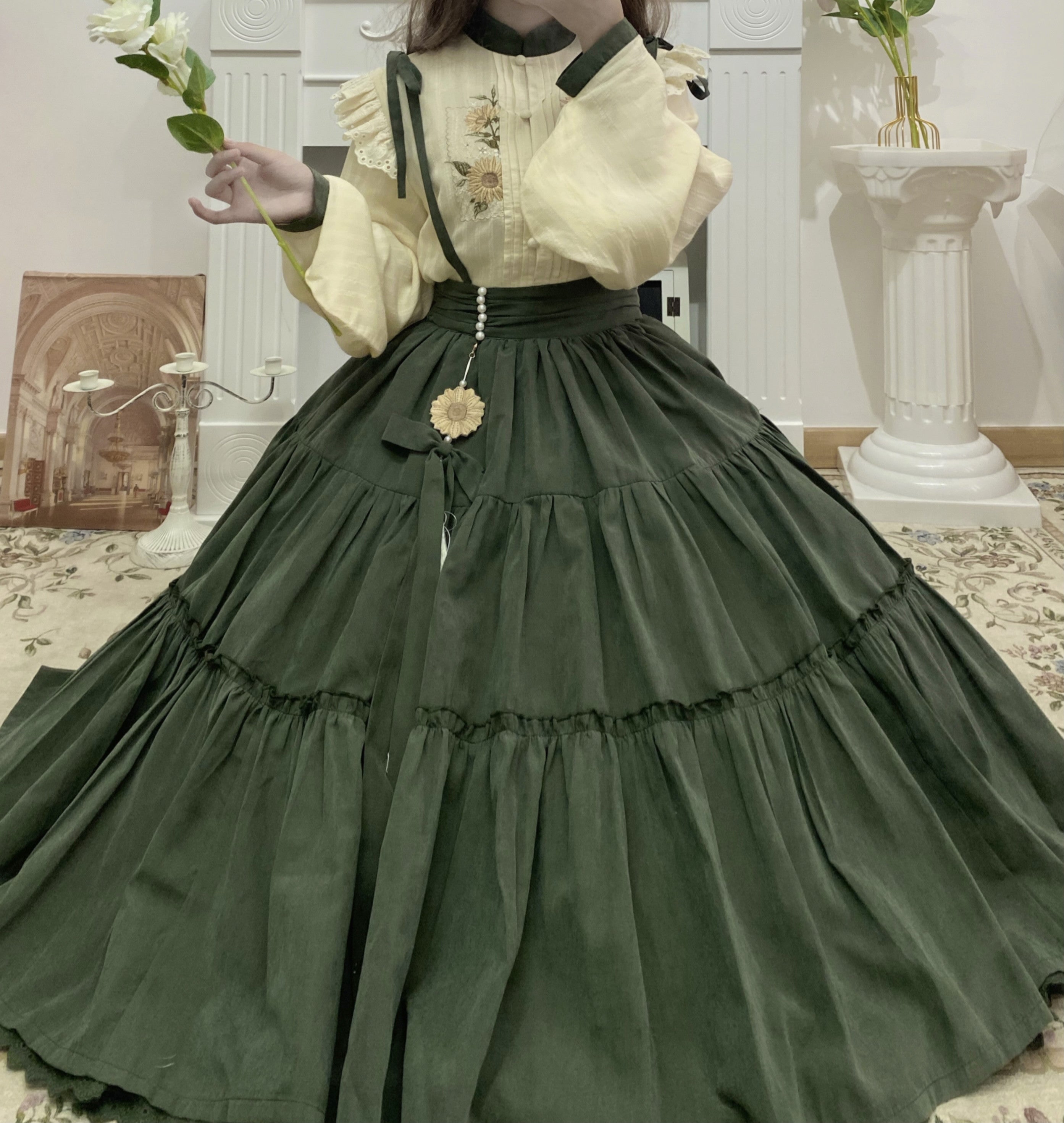Sunflower Appointment - Oriental Classic Lolita Skirt and Blouse - image 15