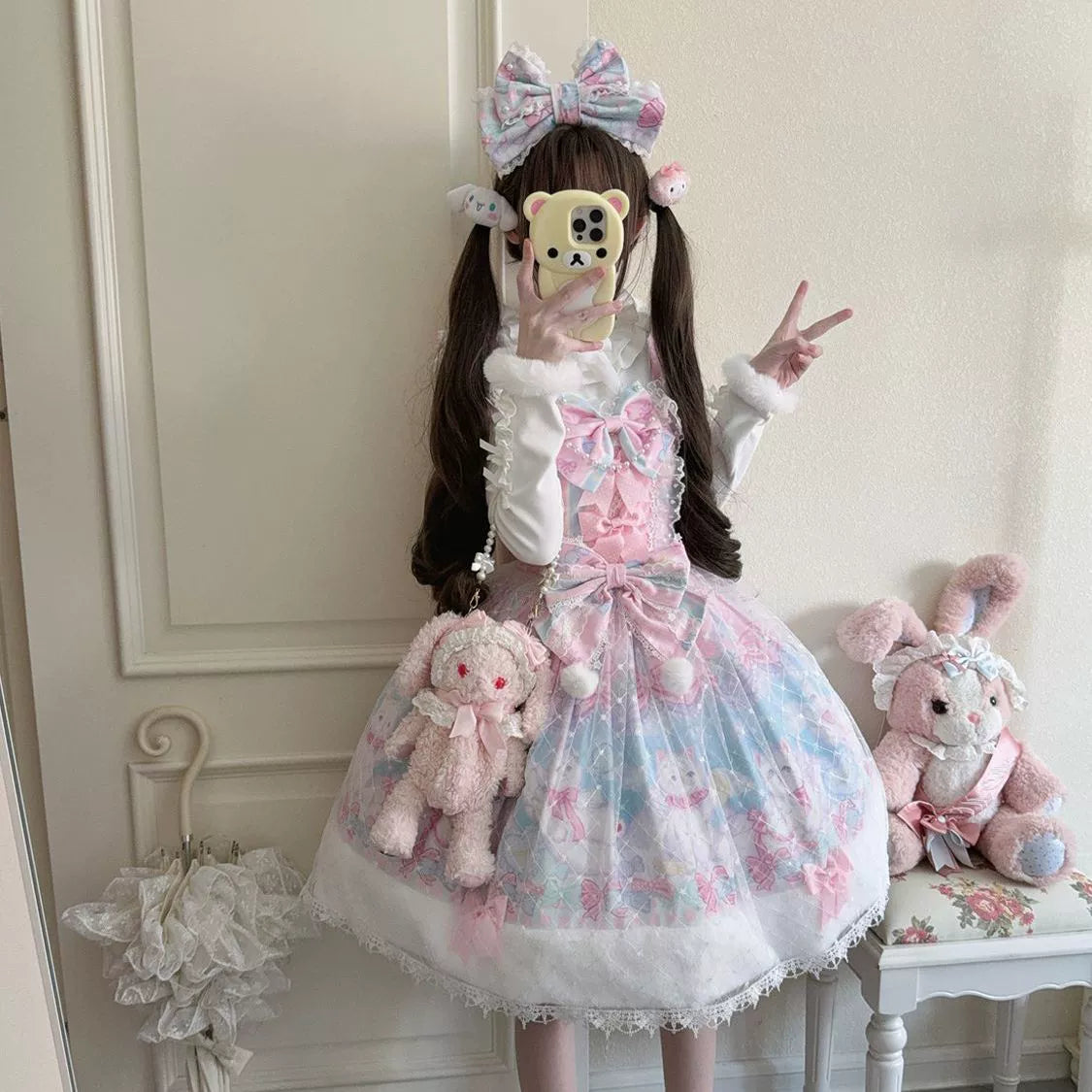 Candy Mary Cat - Fluffy Sweet Lolita JSK Dress, Kitten Print - image 8