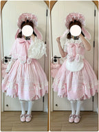 Vintage Petal Rabbit - Cotton Old School Lolita JSK Dress, Petal-Shaped Hem - image 45