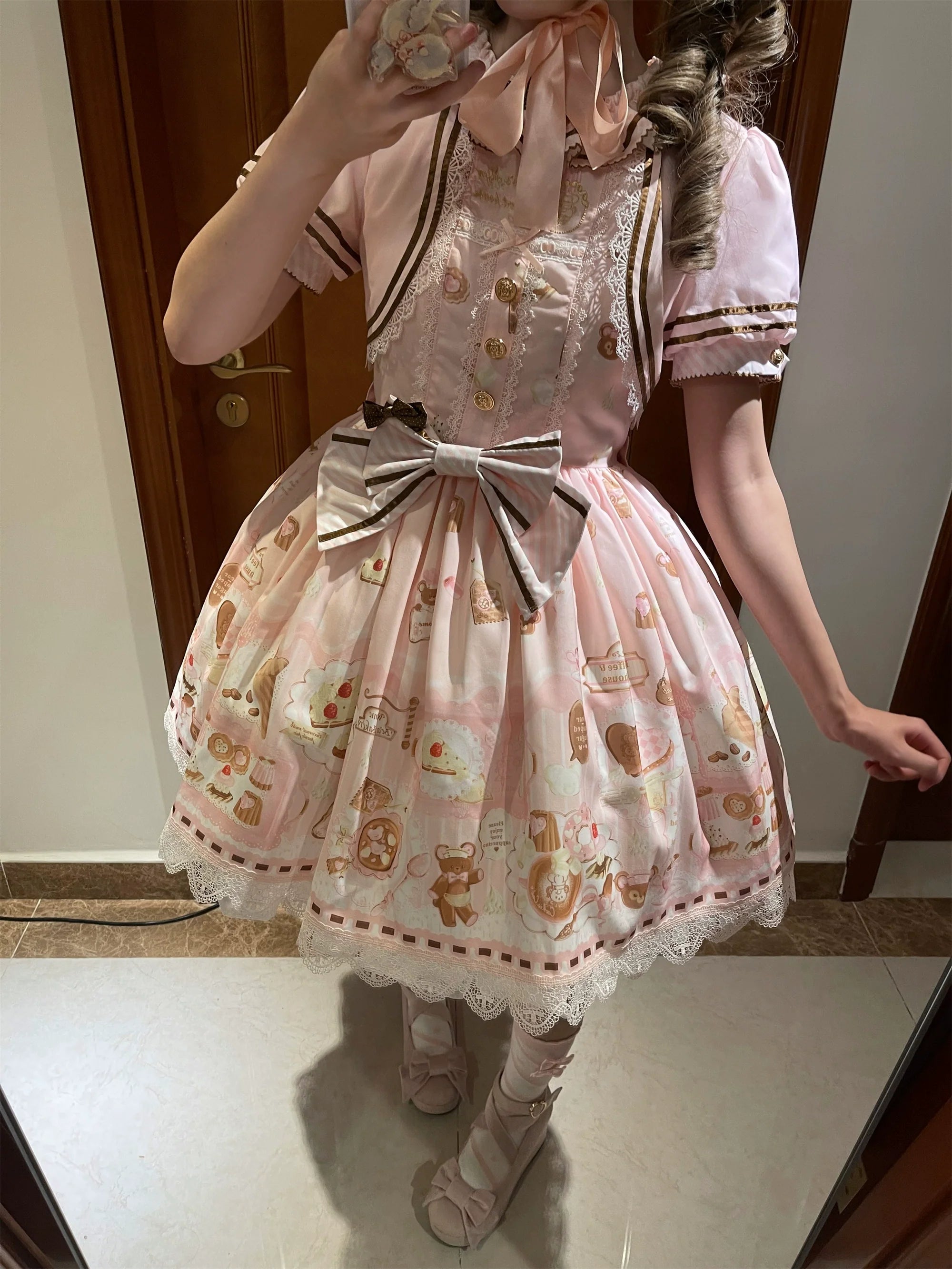 Dream Teahouse - Dessert Print Kawaii Lolita OP Dress Suit - image 21