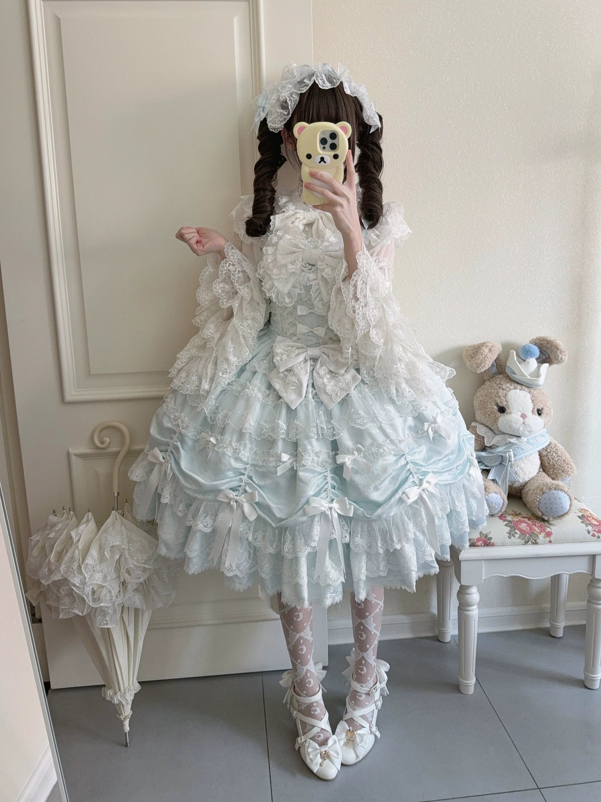 Satin Gift Box - Sweet Lolita JSK Dress, Bows and Layered Lace - image 5