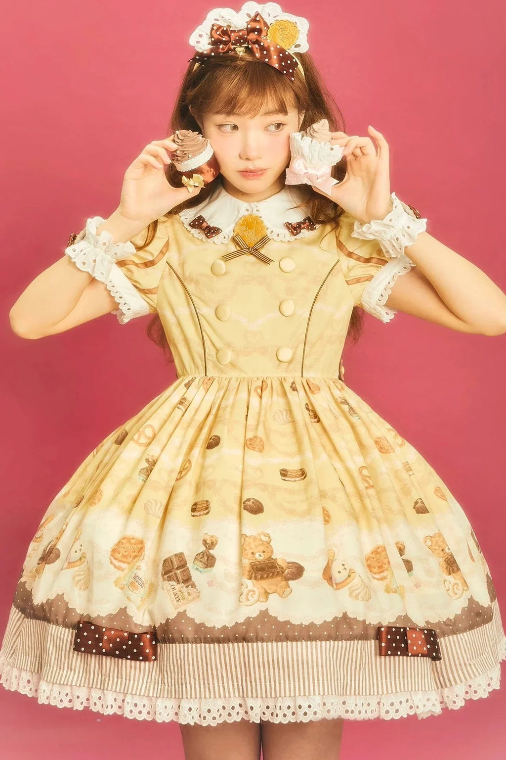 Patisserie Forever Happiness Yellow Apron Sweet Lolita OP Dress Set - image 1