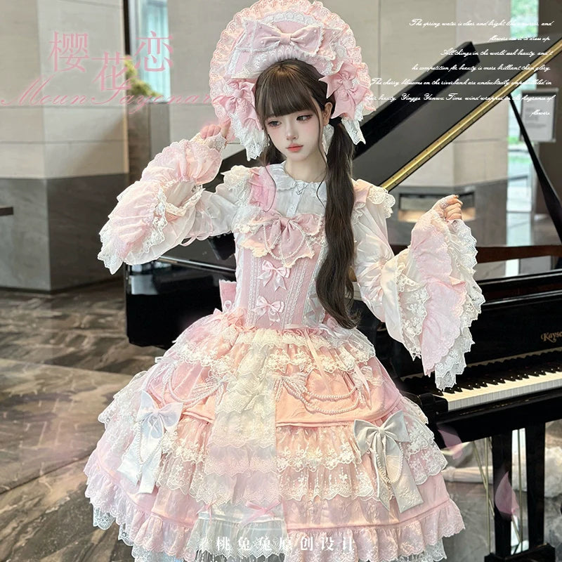 Sakura Love - Gorgeous Doll-like Lolita Dress Suit, Tiered Skirt - image 8