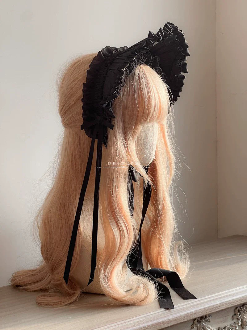 Elegant Lolita Bonnet Black Ribbon BNT - image 7