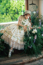 Lily of the Valley - Country Lolita OP Dress, Tiered Ruffles - image 3