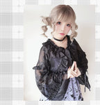 Xianbei - Sweet Lolita Chiffon Lantern Sleeve Cardigan with Bow - image 15