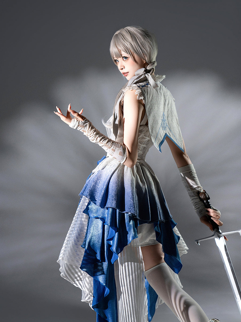 Blue Dragon Bone Ouji Lolita Shorts Suit with Trailing - image 8