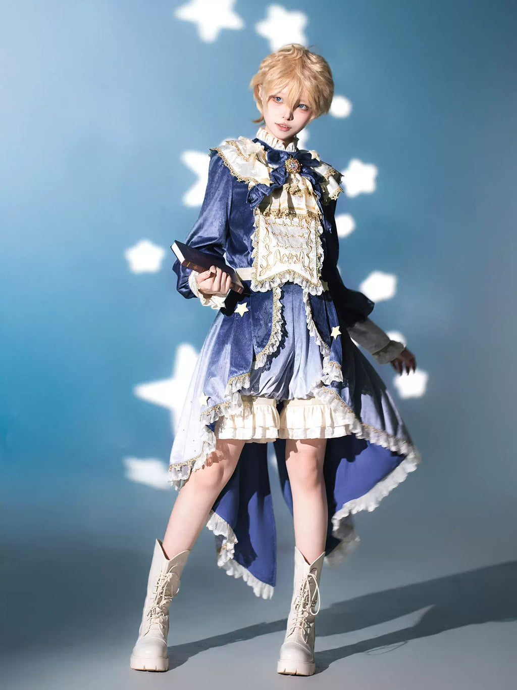 Dream Cloud - Ouji Lolita High-Low Tailcoat, Puffy Lantern Shorts - image 1