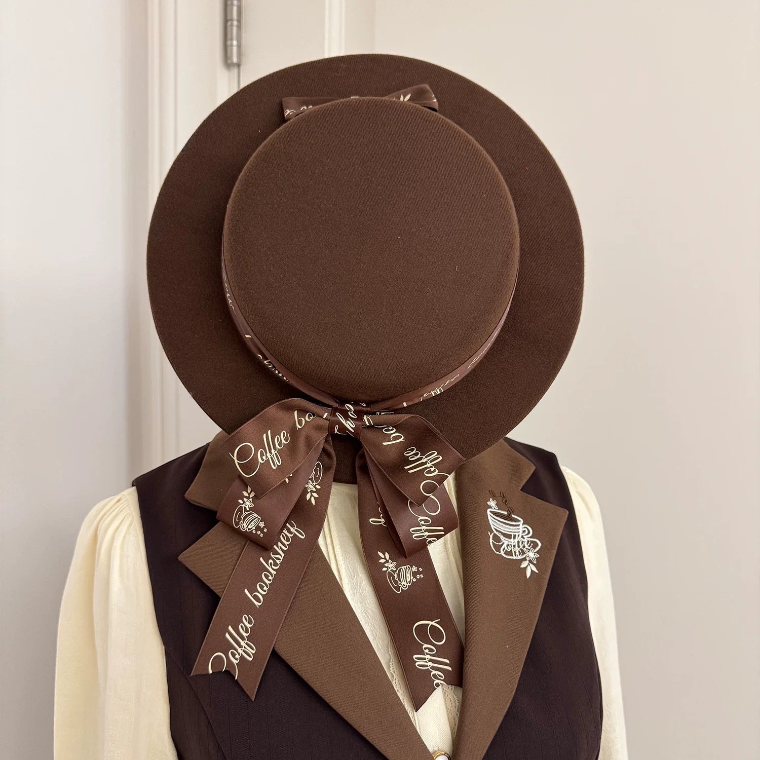 Coffee Bookshelf - Classic Lolita JSK and SK Set, Coffee Cup and Book Print - image 23