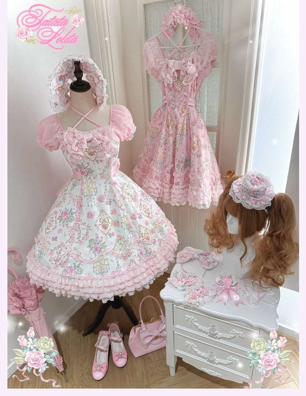 Spring 2025 Old School Lolita Floral JSK and OP Dress Series and Accessories - image 12