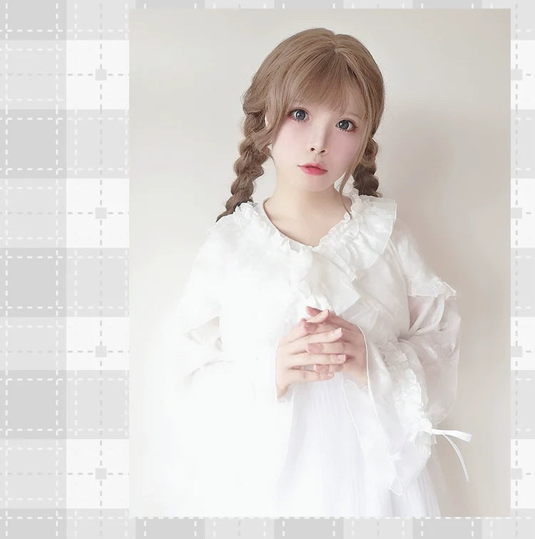 Xianbei - Sweet Lolita Chiffon Lantern Sleeve Cardigan with Bow - image 8
