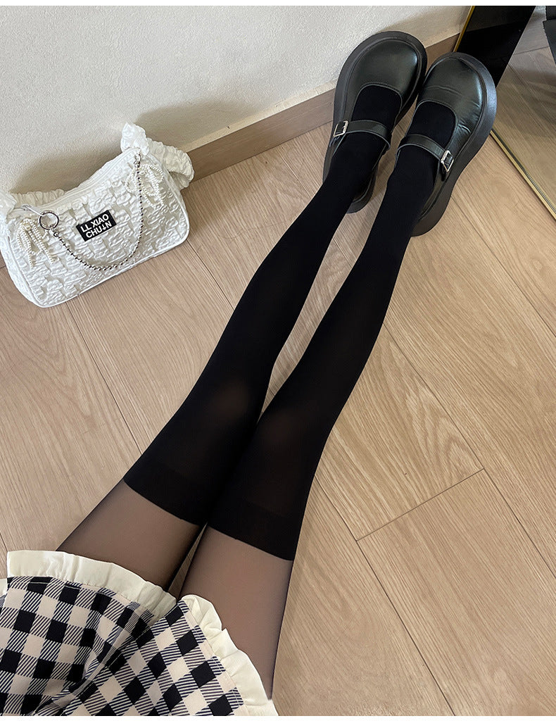 Velvet Solid Color Lolita Calf Socks - image 6