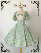 Pastoral Poem - Elegant Lolita OP Dress Floral Print 6-Piece Cut Lolita Dress - image 1