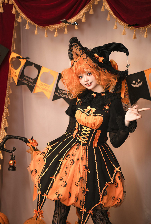 Halloween Gothic Lolita JSK Dress, Pumpkin-inspired Dress - image 11