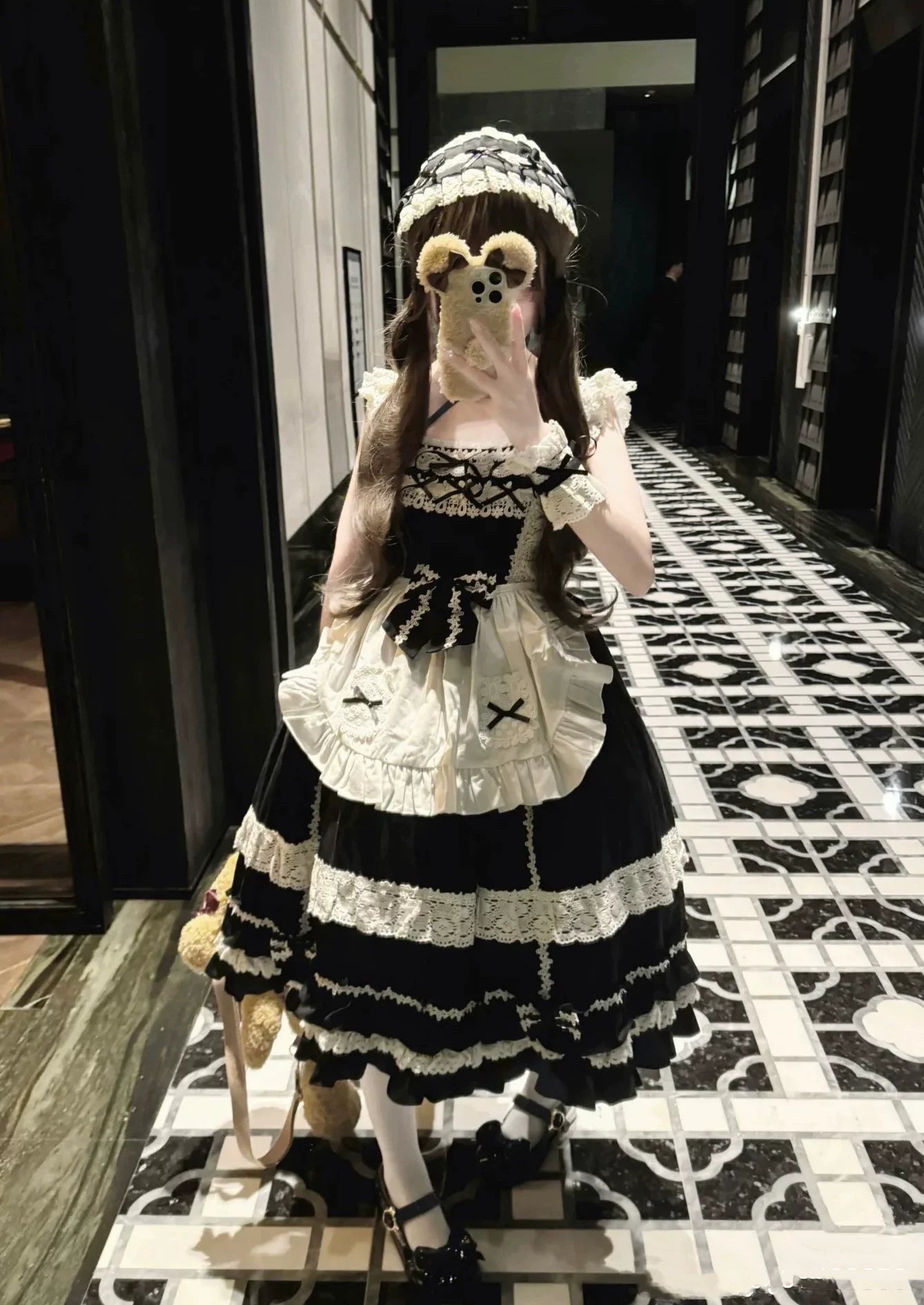 First Generation Doll - Black Old School Lolita Halter JSK Dress with Lace and Accessories - image 5