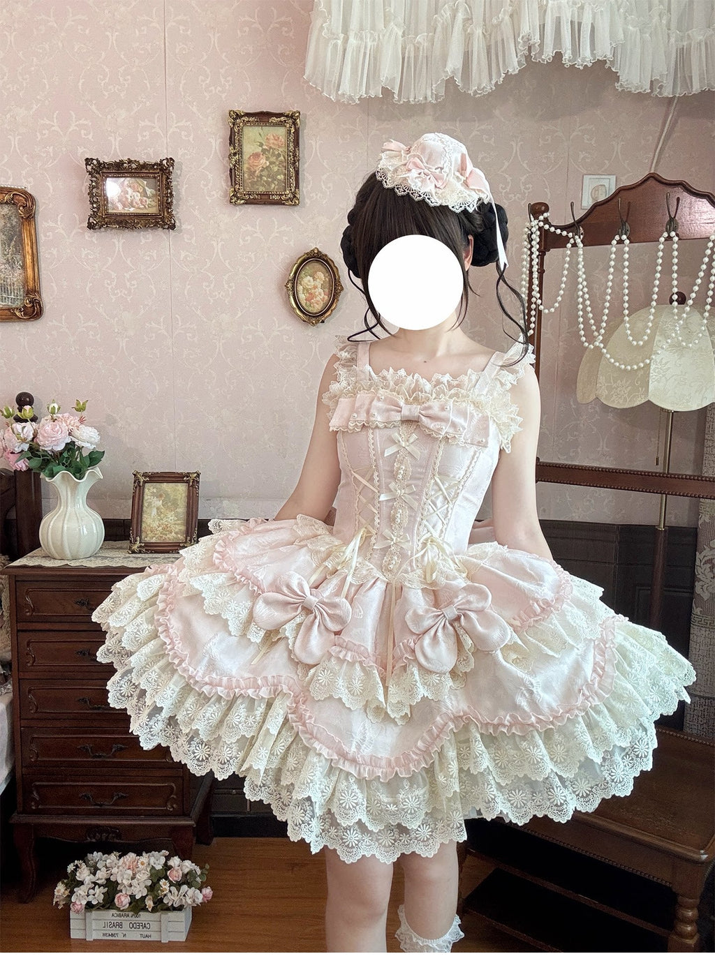 Realm of Sea Moon Sweet Lolita Jacquard JSK and Accessories - image 6
