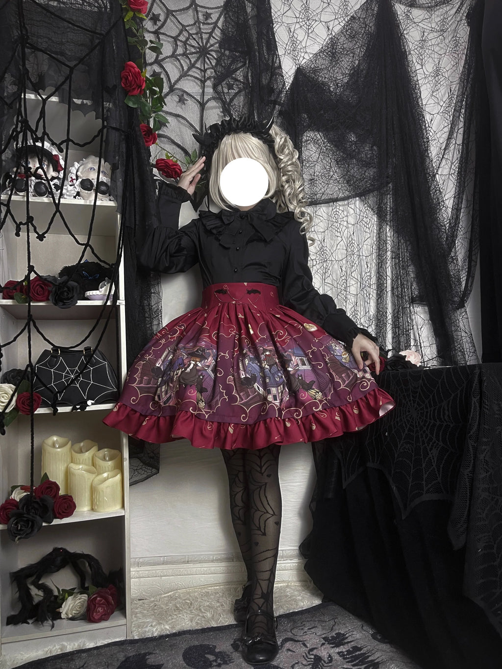 Witching Night - Gothic Lolita SK Halloween Chiffon Skirt - image 4