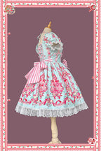 Strawberry Chef - Printed Old School Lolita OP and Accessories - image 6