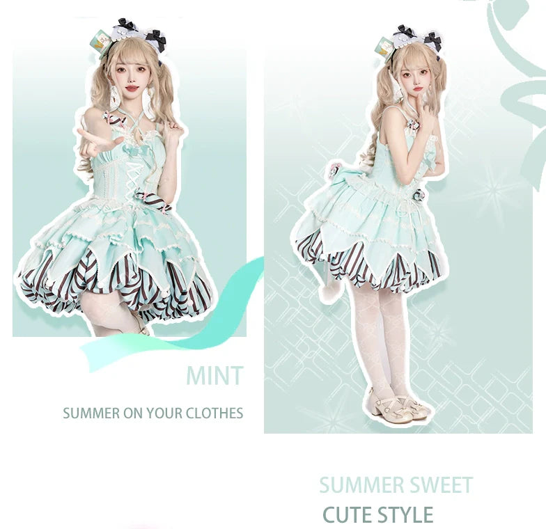 Sweety Gummy - Sweet Lolita JSK Dress Big Bow Flower Bud Lolita Dress - image 8