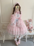 Spring Awakening - Sweet Lolita JSK and Princess-Sleeved Shirt with Lace Detail and Accessories - image 4