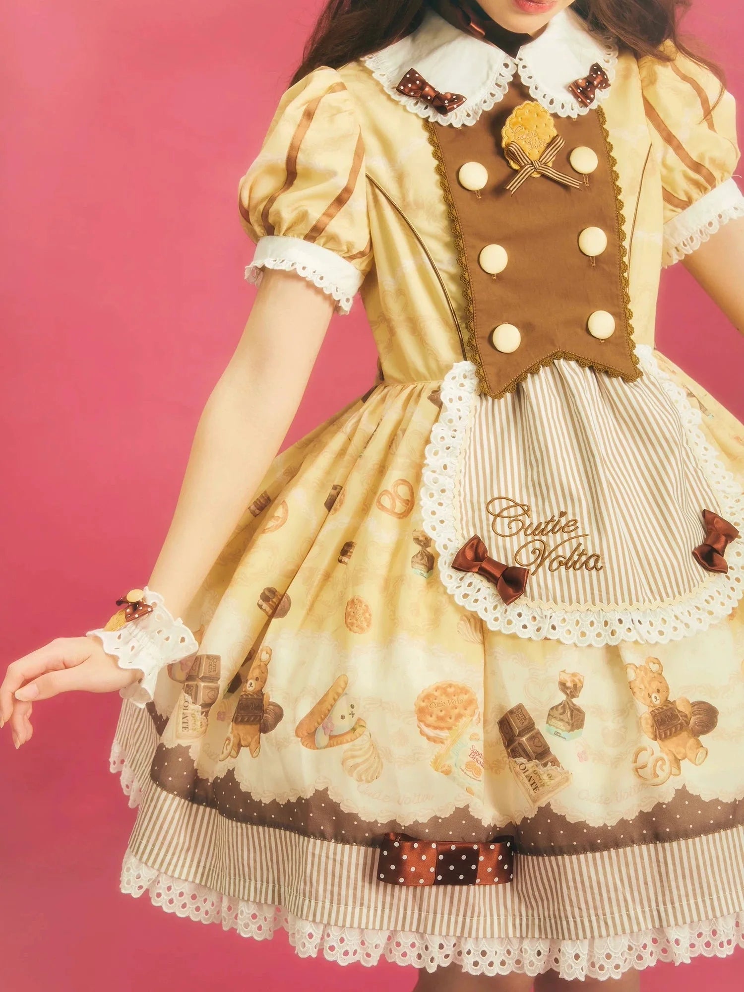 Patisserie Forever Happiness Yellow Apron Sweet Lolita OP Dress Set - image 4