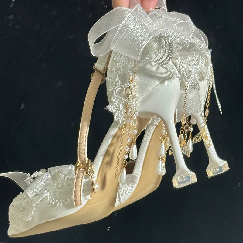 Lace Bridal Lolita Wedding Heels - image 10
