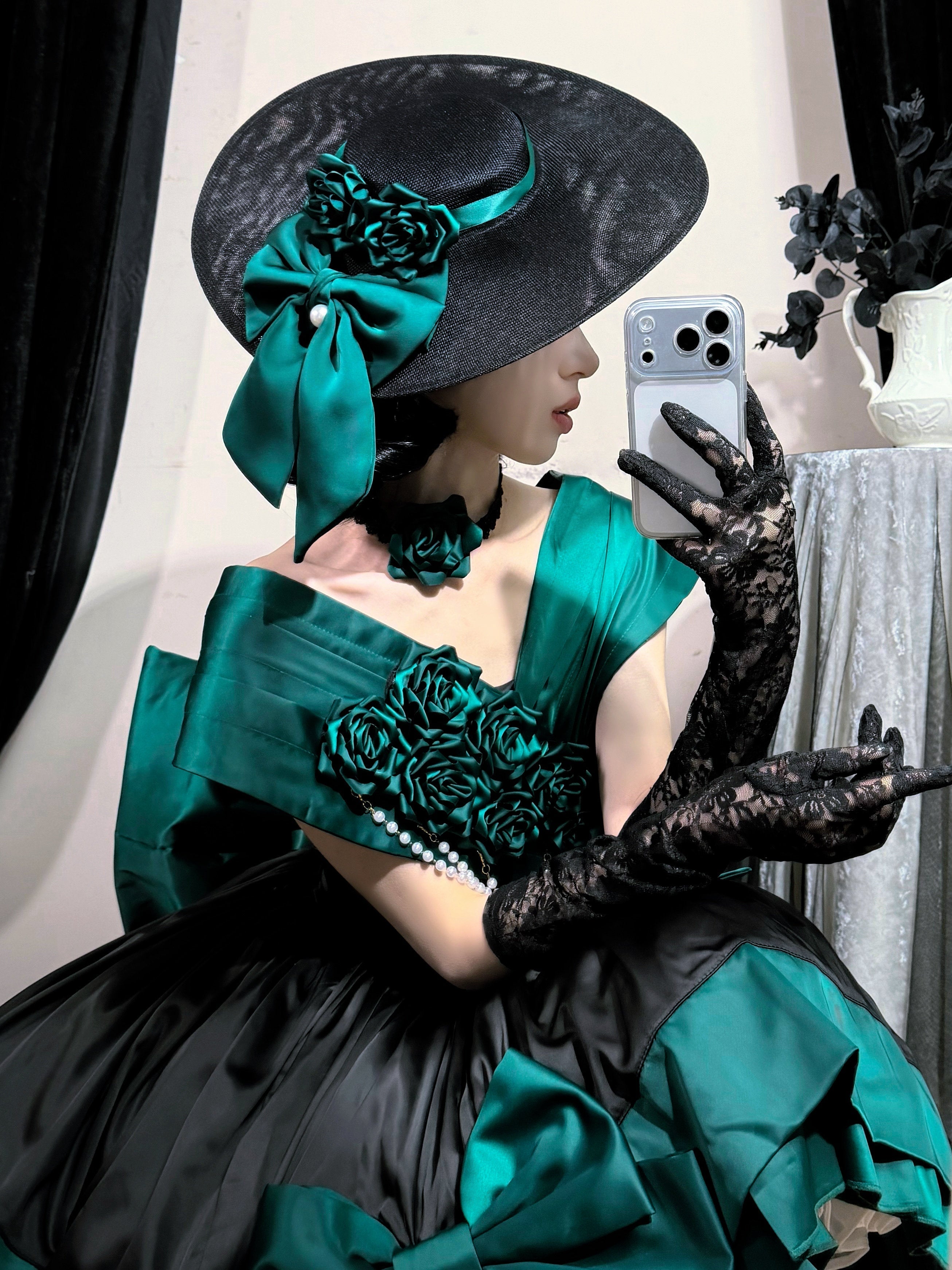 Treasure Chest Rose Lolita Green Dress - image 3