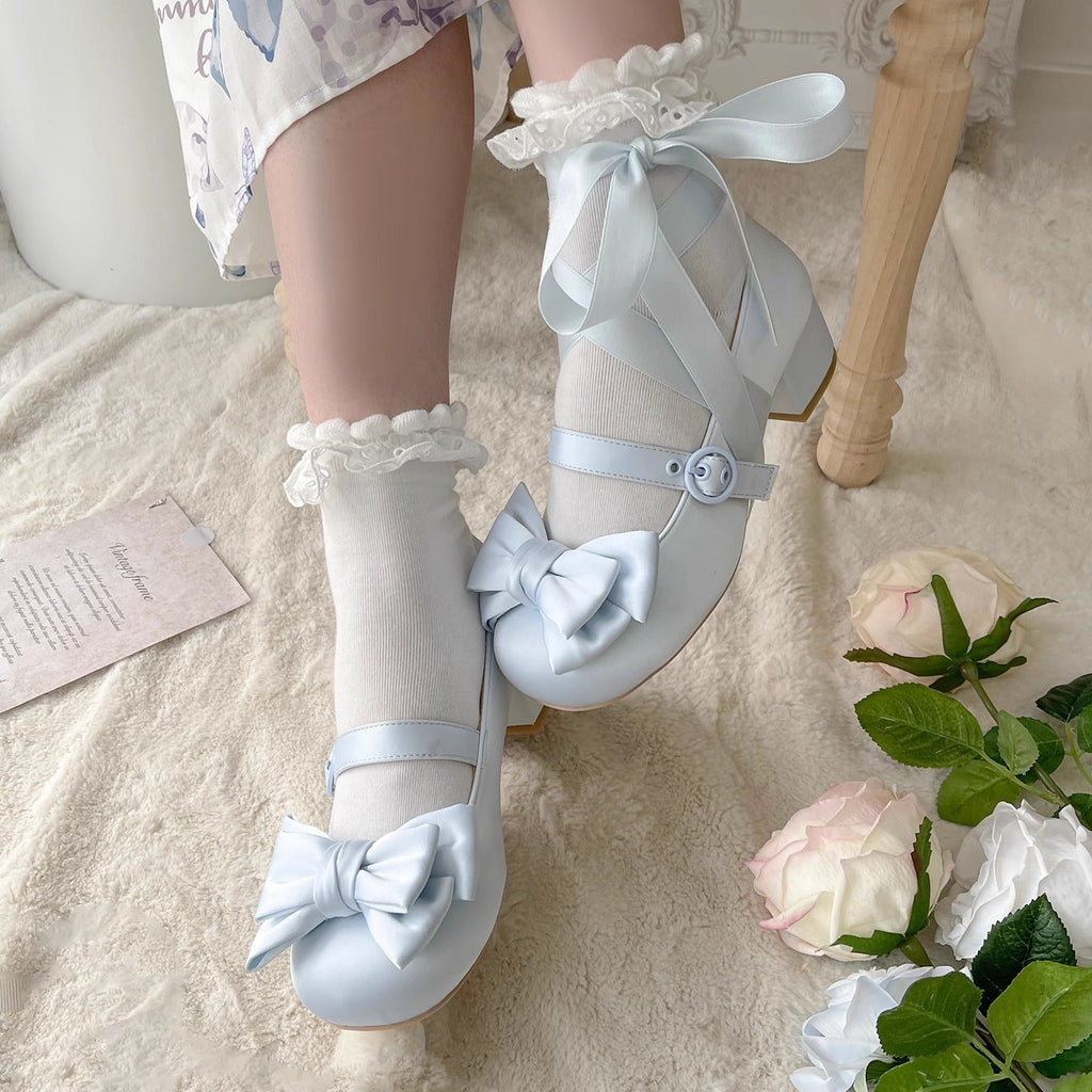 Sissi Satin Bow Sweet Lolita Low Heels - image 2