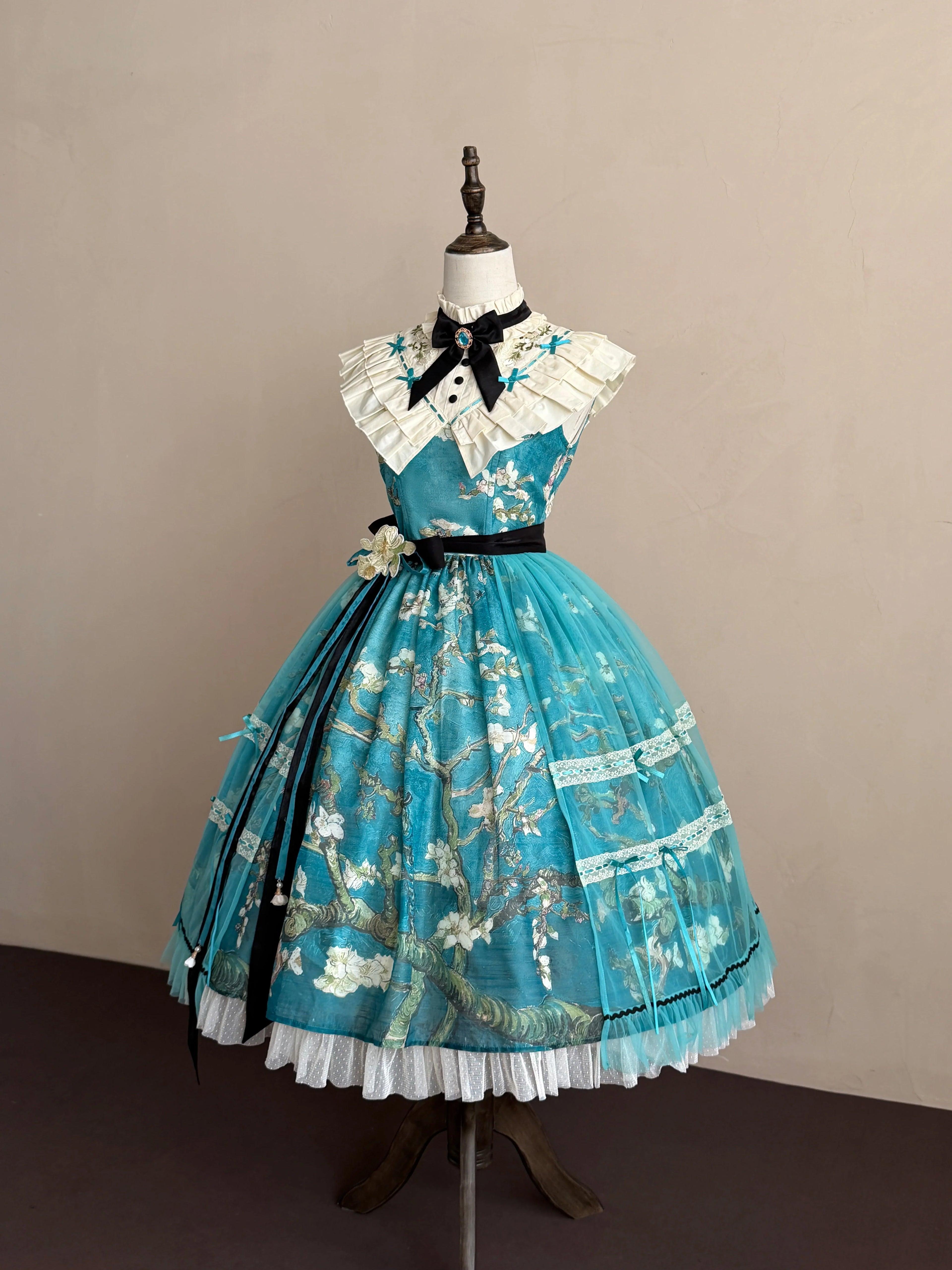 Everblooming Apricot Blossoms Classic Lolita High-Collar JSK and Accessories - image 12