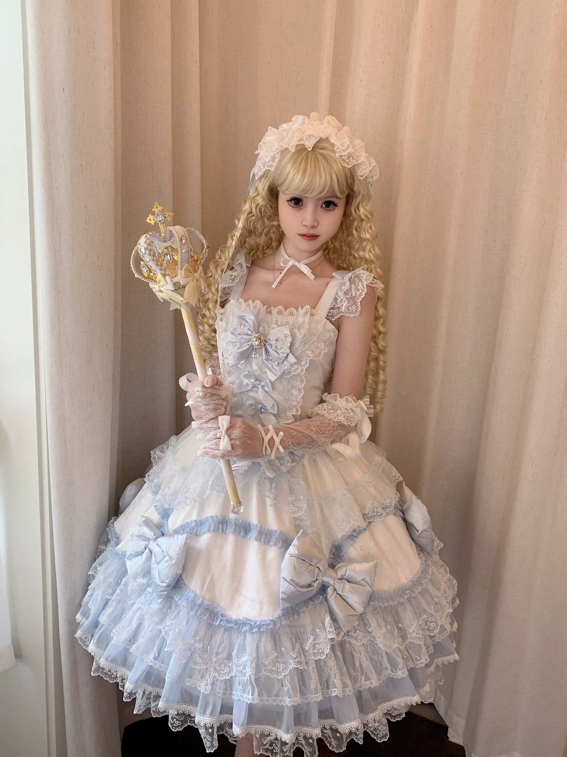 Floral Dream Isle - Sweet Lolita Doll-like JSK Dress, Bows & Lace - image 22