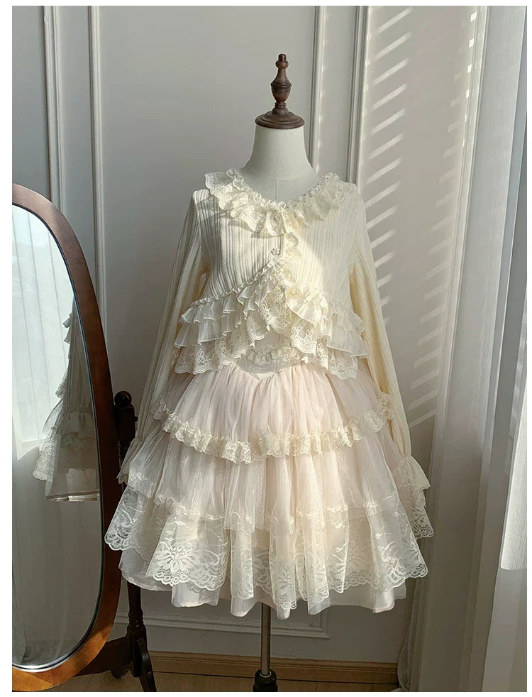 Bloom Period - Elegant Lolita Bolero, Layered Lace Ruffles - image 2