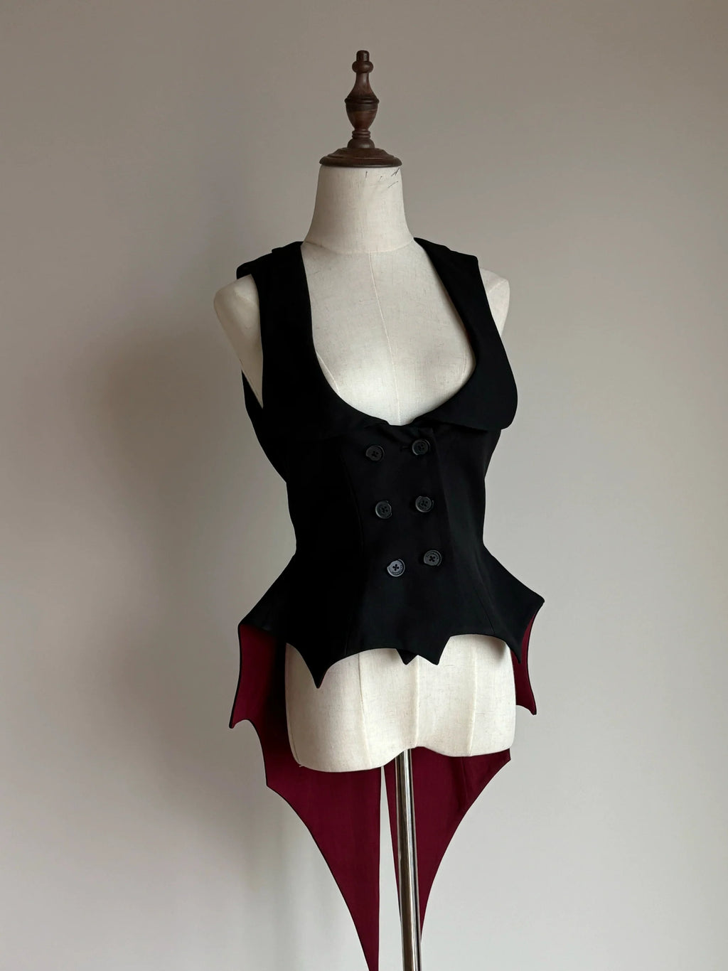 Final Nocturne - Black Gothic Lolita Vest, Bat-Wing Shape - image 2