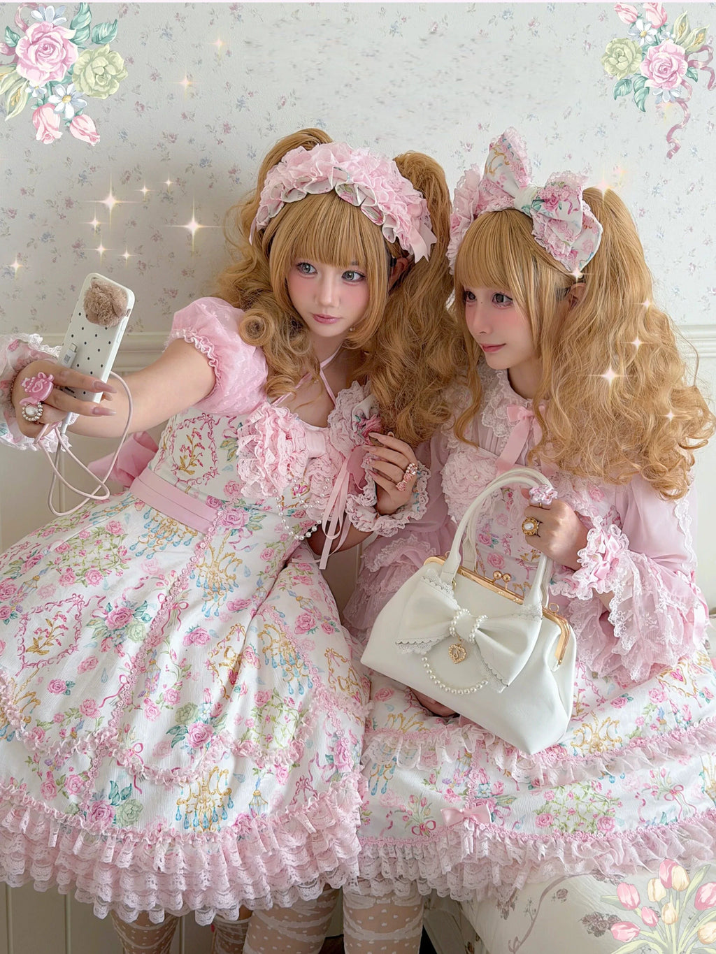 Spring 2025 Vintage Flower Wall Chandelier Rose Print Sweet Lolita JSK Dress and Accessories - image 13