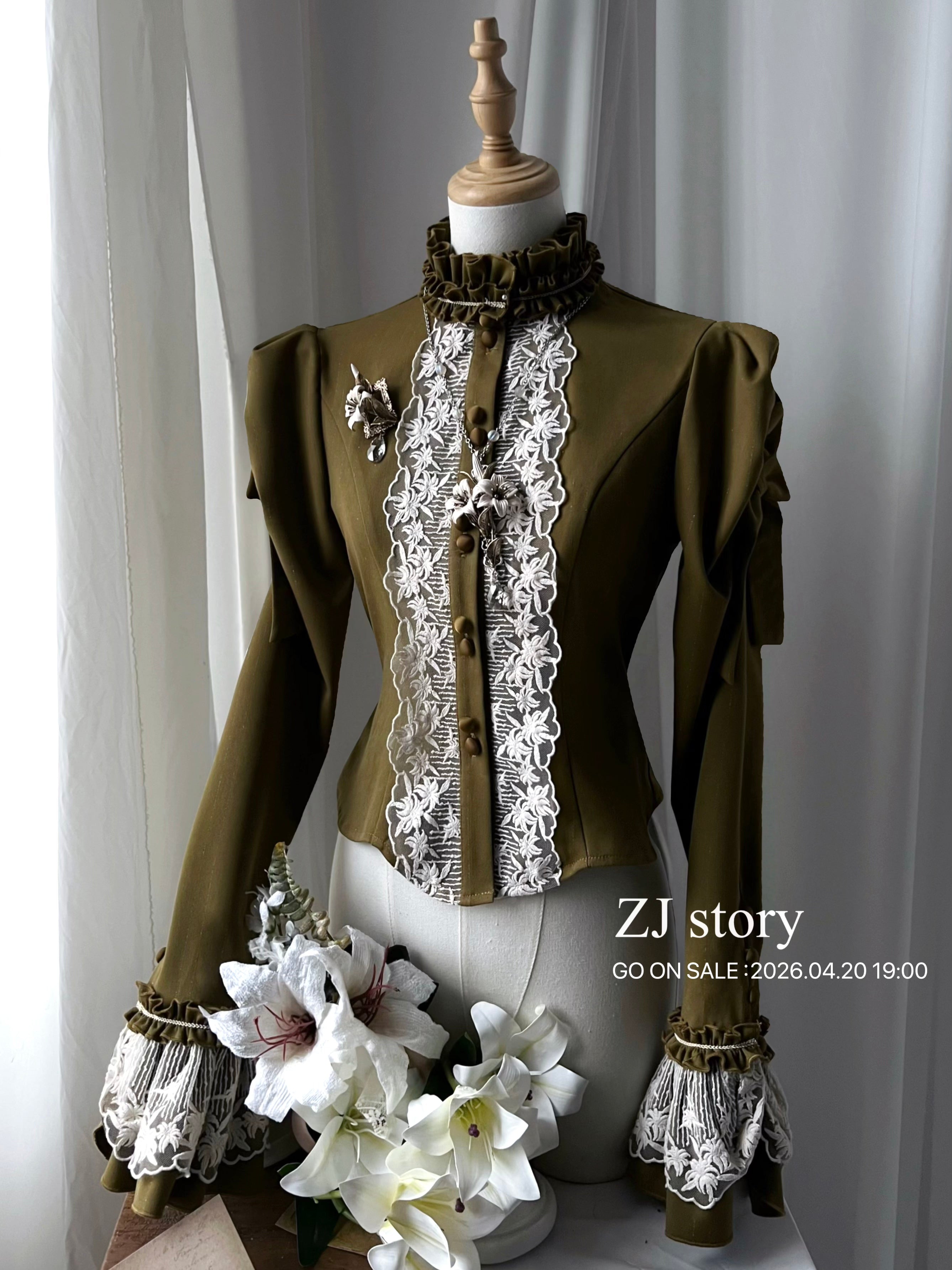 Embroidered Classic Lolita OP Dress, Lace Trim Shirt and Accessories - image 23