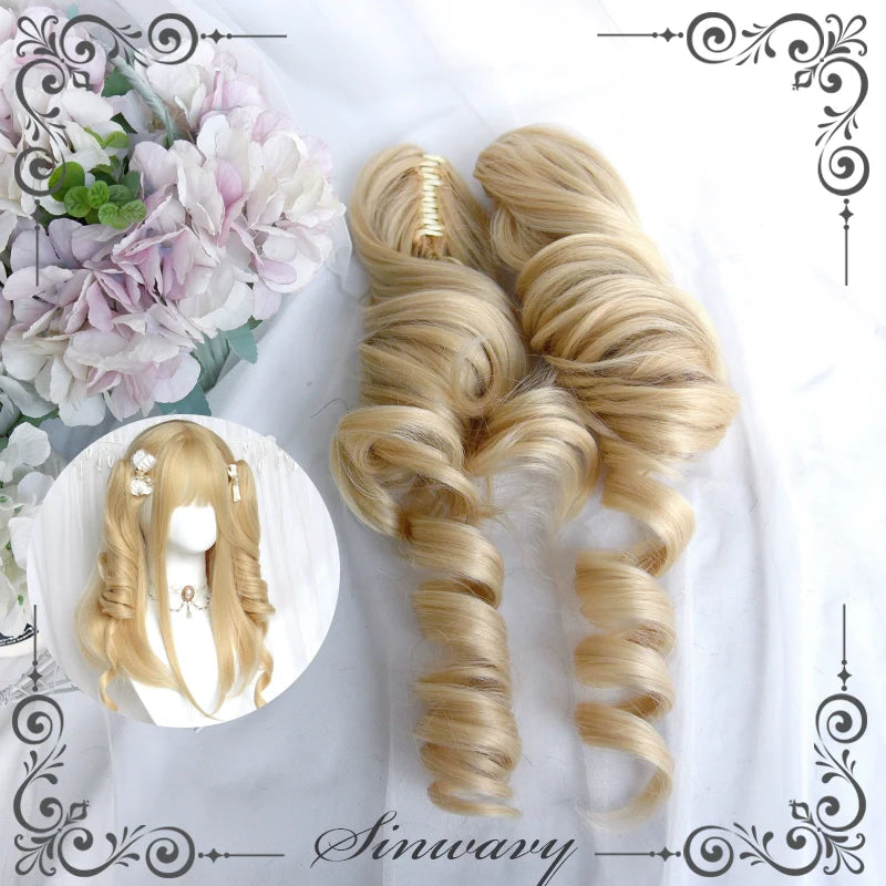 55cm Blonde Curly Lolita Wig with Detachable Double Ponytails - image 6