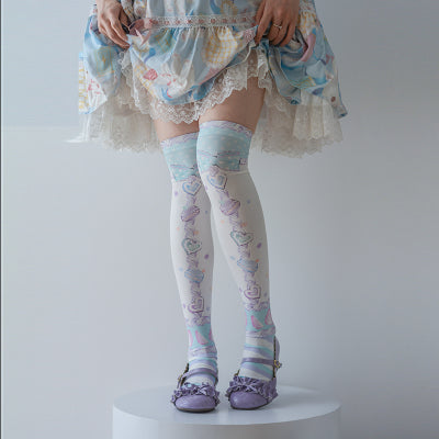Macaron Printed Lolita Knee Stockings - image 7