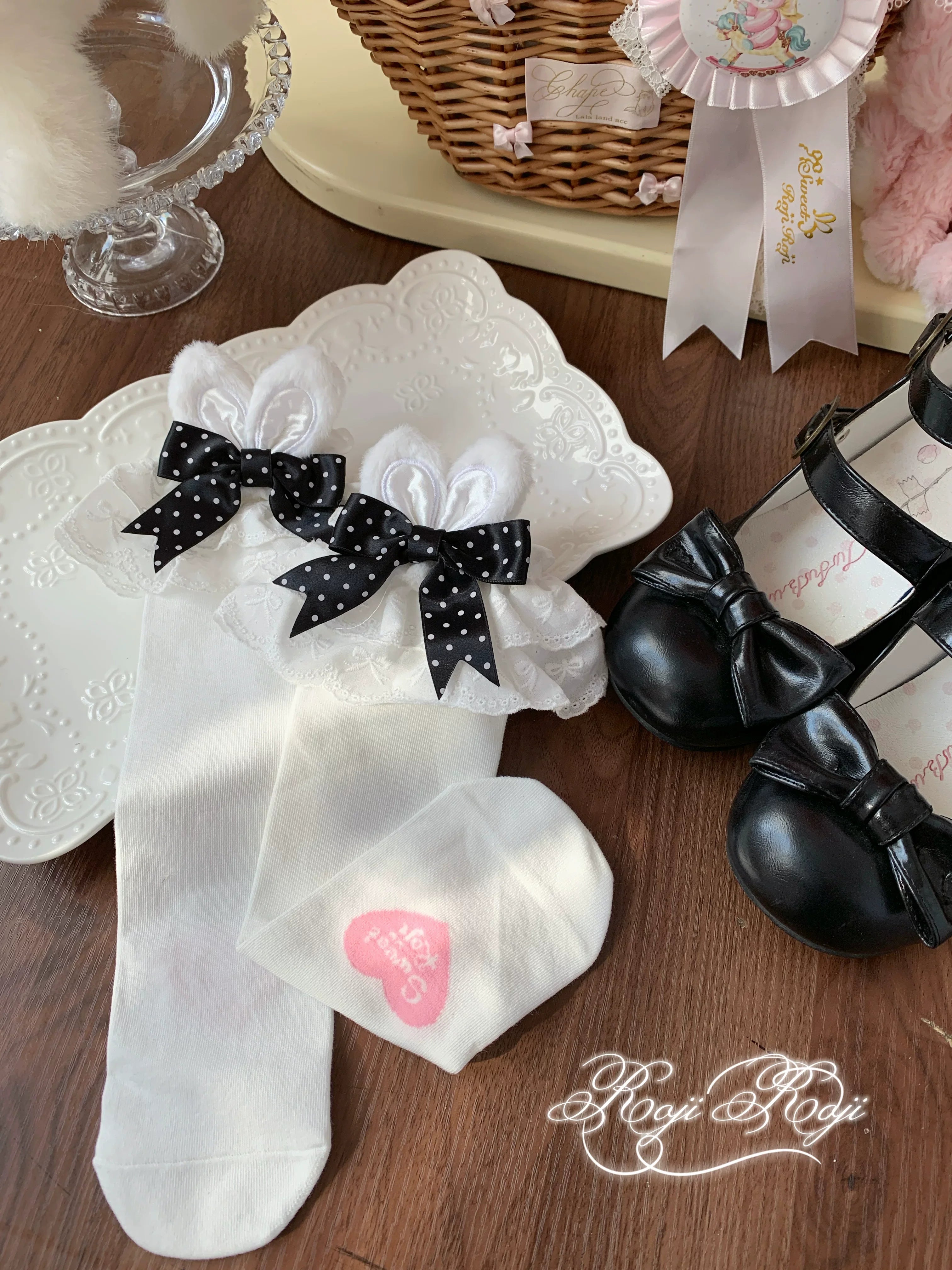 Bunny Ears Polka Dot Sweet Lolita Mid-Calf Socks - image 20