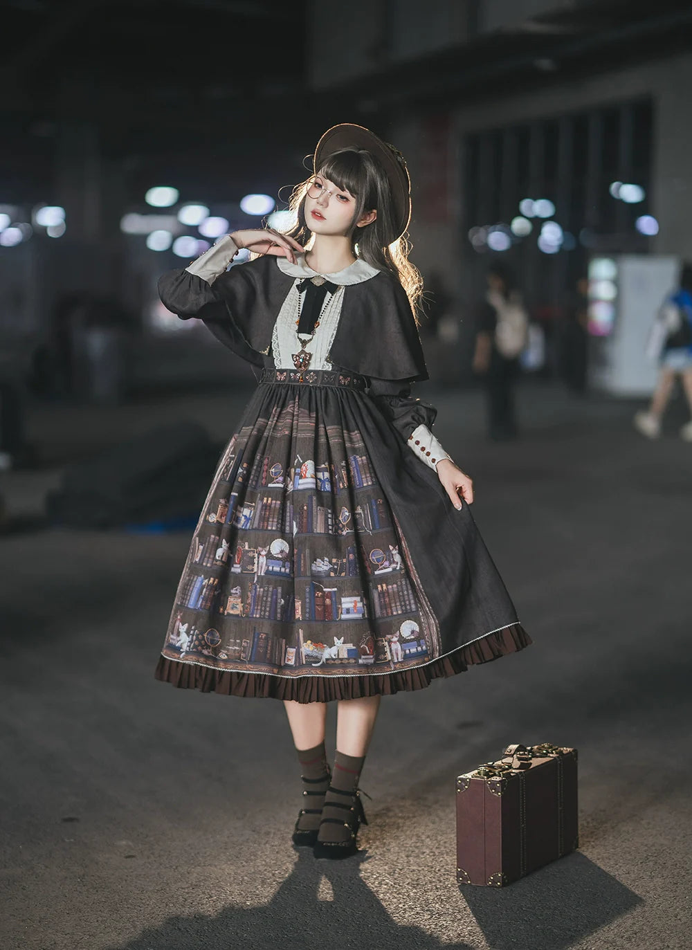 German Bookshelf - Classic Lolita OP Dress & Detachble Cape - image 45