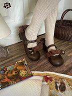 Bear Room - Sweet Lolita Shoes Double Bow Round Toe Flat Shoes - image 5