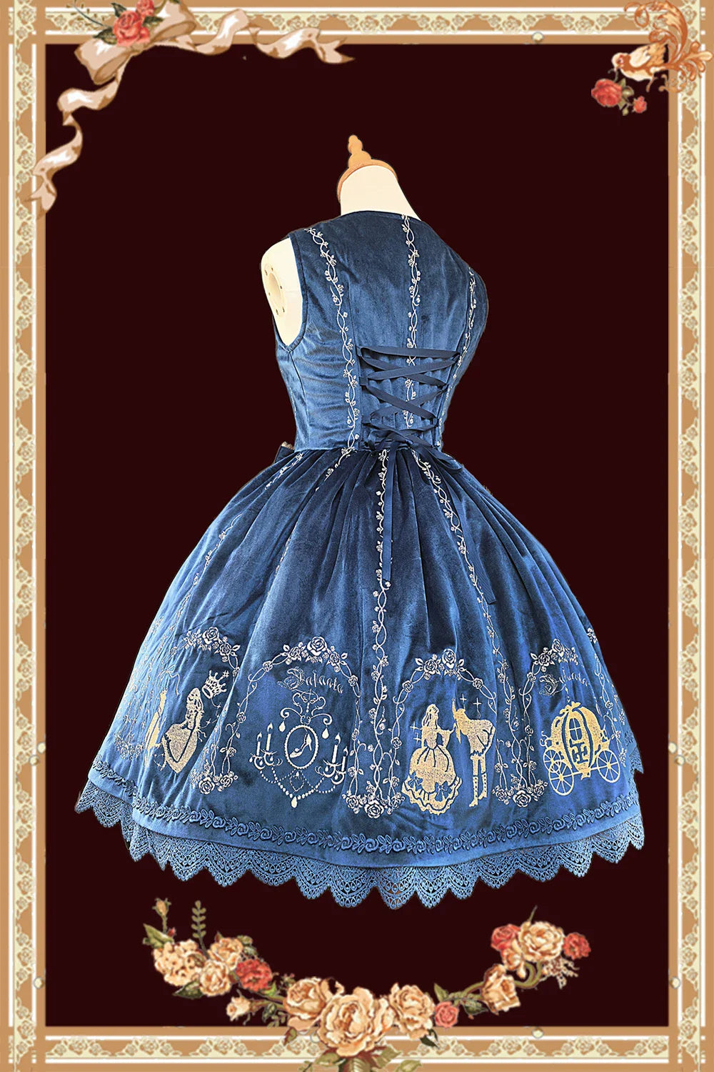 Cinderella Velvet Classic Lolita JSK Dress with Princess Embroidery - image 4