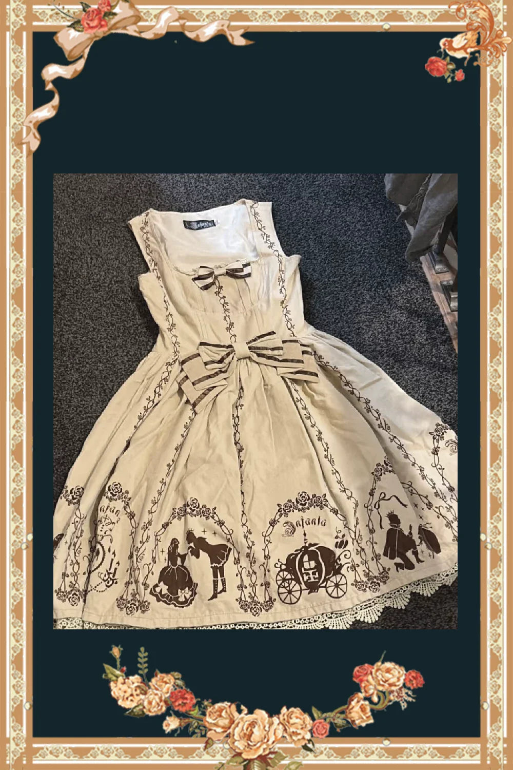 Cinderella Velvet Classic Lolita JSK Dress with Princess Embroidery - image 10