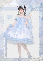 Coral Jellyfish - Sweet Lolita High-waist JSK Dress, Jellyfish & Coral Print and Accessories - image 35