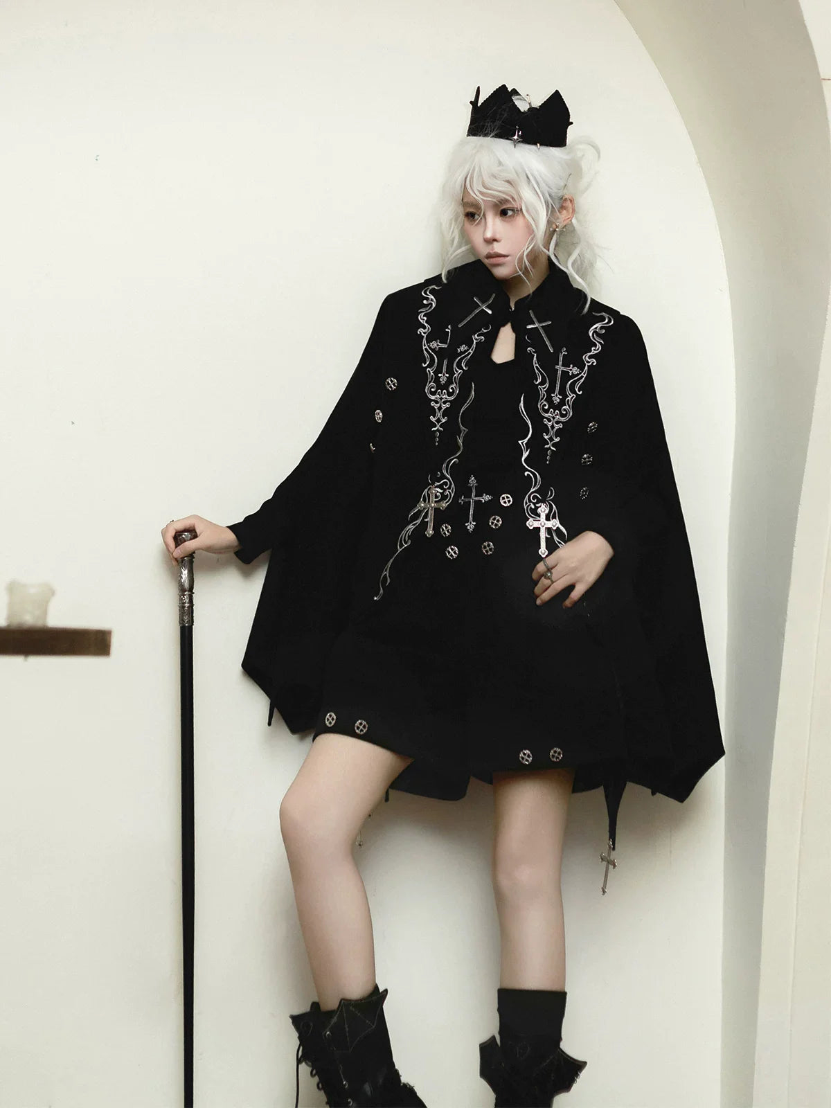 Nightfall - Ouji Lolita Outfit, Bat Wing Shaped Cape - image 13